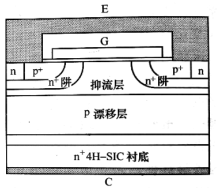 平面柵p溝IGBT元胞結(jié)構(gòu)示意圖